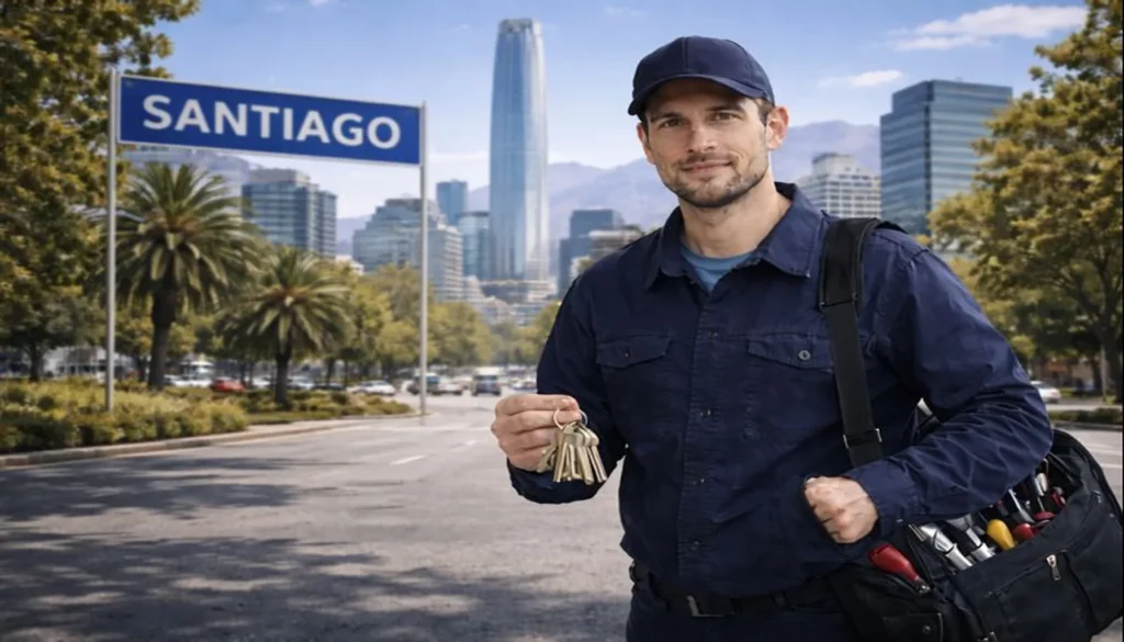 Cerrajero a domicilio en Santiago preparado para atender emergencias de apertura de puertas y cerraduras